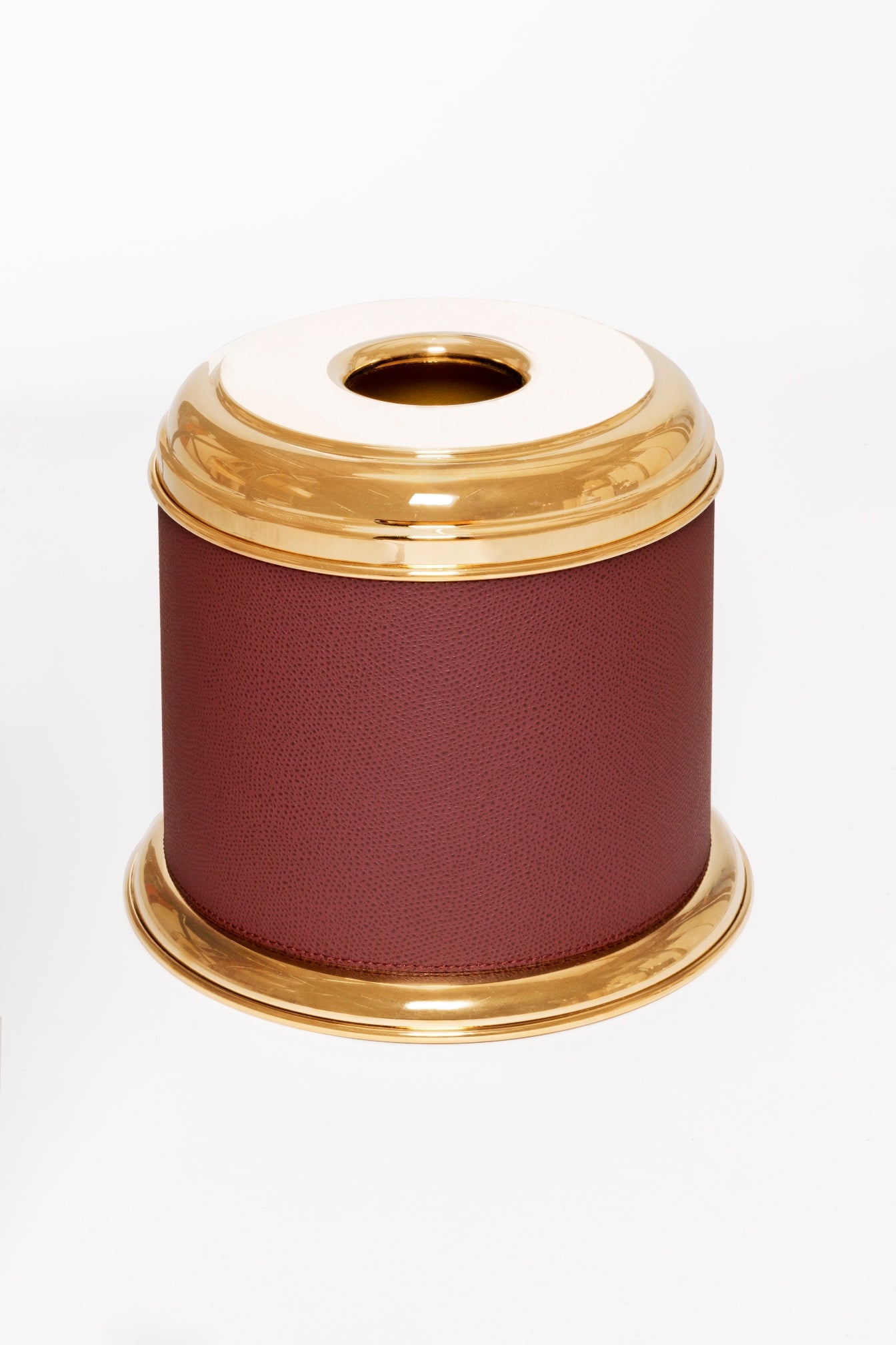 Giobagnara Dubai Round Leather-Covered Metal Tissue Holder | Part of Dubai Bathroom Collection | Luxurious Bath Accessories | Crafted with Fine Leather-Covered Metal Structure | Elegant and Functional Design | Explore the Dubai Bathroom Collection at 2Jour Concierge, #1 luxury high-end gift & lifestyle shop