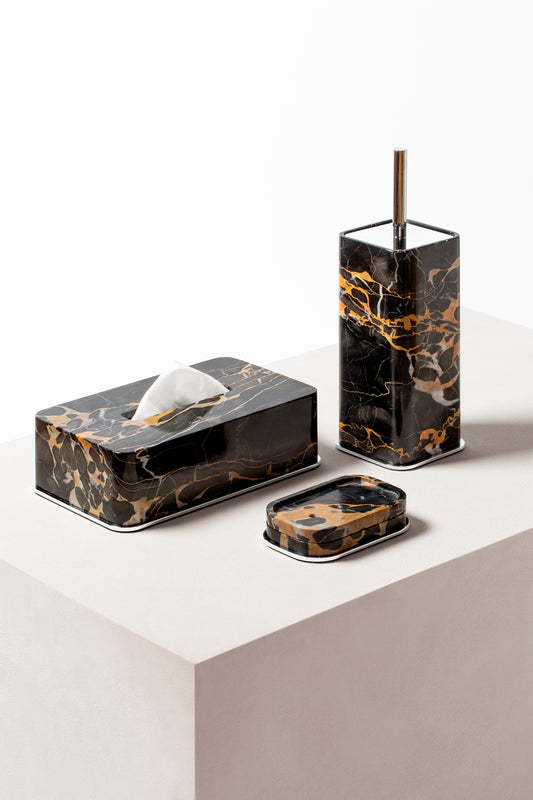 Giobagnara Polo Marble Toilet Brush | Marble Structure with Brass Base Frame | Non-Slip Waterproof Rubber Base | Part of Polo Marble Bathroom Set | Iconic Silhouette with Rounded Corners | Unique and Exclusive Design | Explore the Polo Marble Bathroom Collection at 2Jour Concierge, #1 luxury high-end gift & lifestyle shop