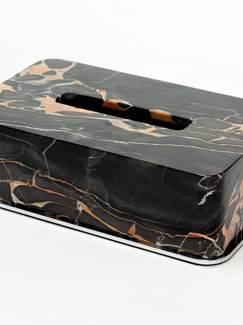 Giobagnara Polo Marble Tissue Holder | Marble Structure with Brass Base Frame | Non-Slip Waterproof Rubber Base | Part of Polo Marble Bathroom Set | Iconic Silhouette with Rounded Corners | Unique and Exclusive Design | Explore the Polo Marble Bathroom Collection at 2Jour Concierge, #1 luxury high-end gift & lifestyle shop