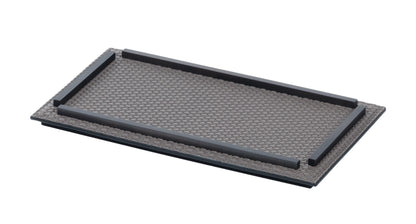Giobagnara | Campo Leather-Covered Metal Rectangular Valet Tray: Rectangular leather-covered metal valet tray with decorative metal frame in chrome, bronze, or brass, two sizes | Decor / Bathroom | 2Jour Concierge, your luxury lifestyle shop | luxury valet tray, leather rectangular tray, Giobagnara Campo, Italian luxury accessories, designer valet tray, leather metal tray, chrome bronze brass tray, bedside catchall tray