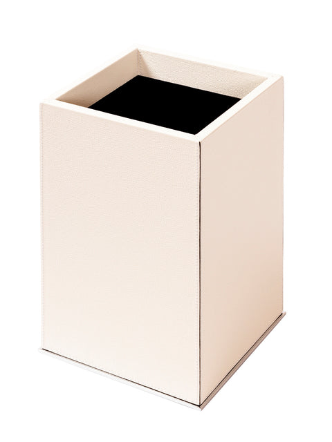 Firenze Leather-Covered Wood Bin, Square With Metal Base Frame