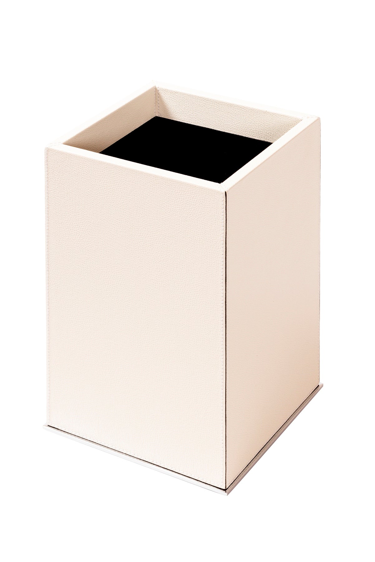 Firenze Leather-Covered Wood Bin With Metal Base Frame Square Without Lid