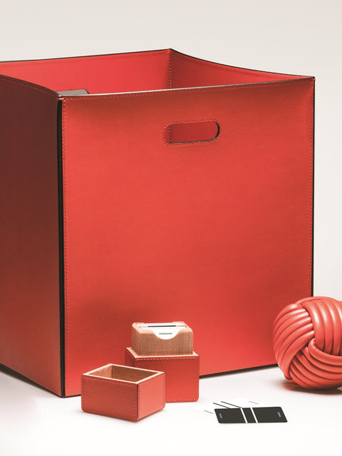 Marea Leather Storage Basket, Square with Side Handles