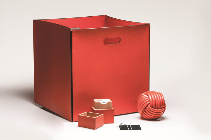 Marea Leather Storage Basket, Square with Side Handles