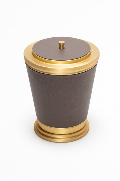 Manhattan Leather-Covered Metal Bin