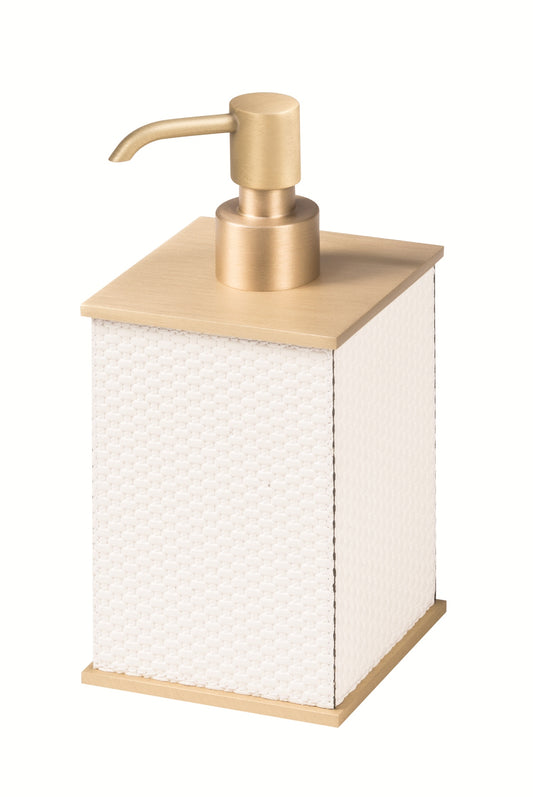 Giobagnara Firenze Soap Dispenser | Leather-Covered Wood Structure | Non-Slip Waterproof Rubber Base | Part of Firenze Bathroom Set | Ideal for Yacht Decor | Exclusively at 2Jour Concierge, #1 luxury high-end gift & lifestyle shop