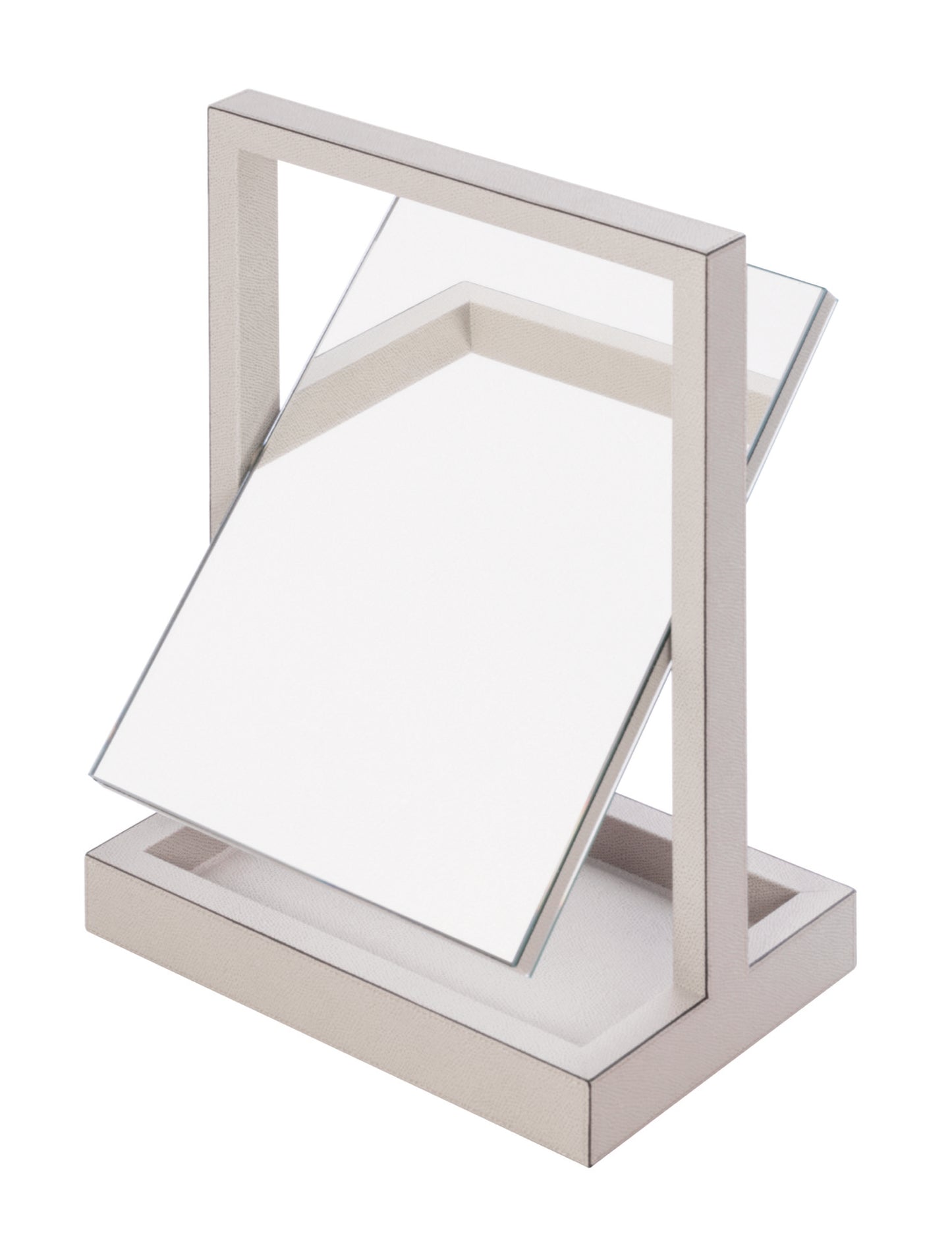 Giobagnara | Aurora Freestanding Mirror with Valet Tray: Leather-covered mirror with integrated tray and rotating structure | Bathroom / Freestanding Mirrors | 2Jour Concierge, your luxury lifestyle shop | premium dressing accessories for expensive interiors, bathrooms, and refined hospitality environments