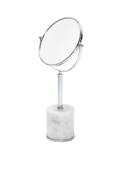 Giobagnara | Positano Marble Freestanding Mirror: Rotating mirror with marble base and metal frame in chrome, bronze, or brass | Jewels + Accessories / Freestanding Mirrors | 2Jour Concierge, your luxury lifestyle shop | refined vanities, dressing rooms, and modern interiors