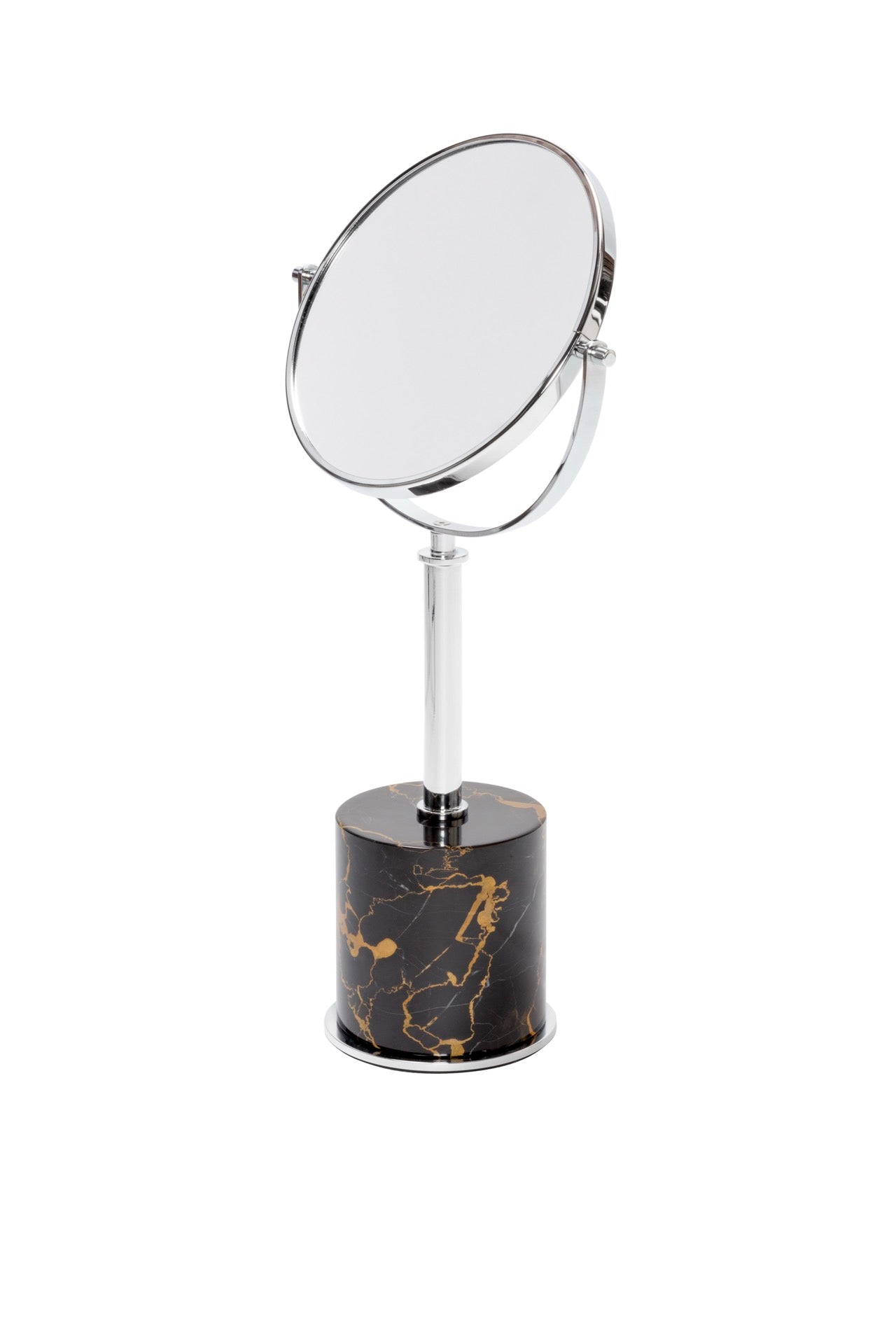 Giobagnara | Positano Marble Freestanding Mirror: Rotating mirror with marble base and metal frame in chrome, bronze, or brass | Jewels + Accessories / Freestanding Mirrors | 2Jour Concierge, your luxury lifestyle shop | refined vanities, dressing rooms, and modern interiors