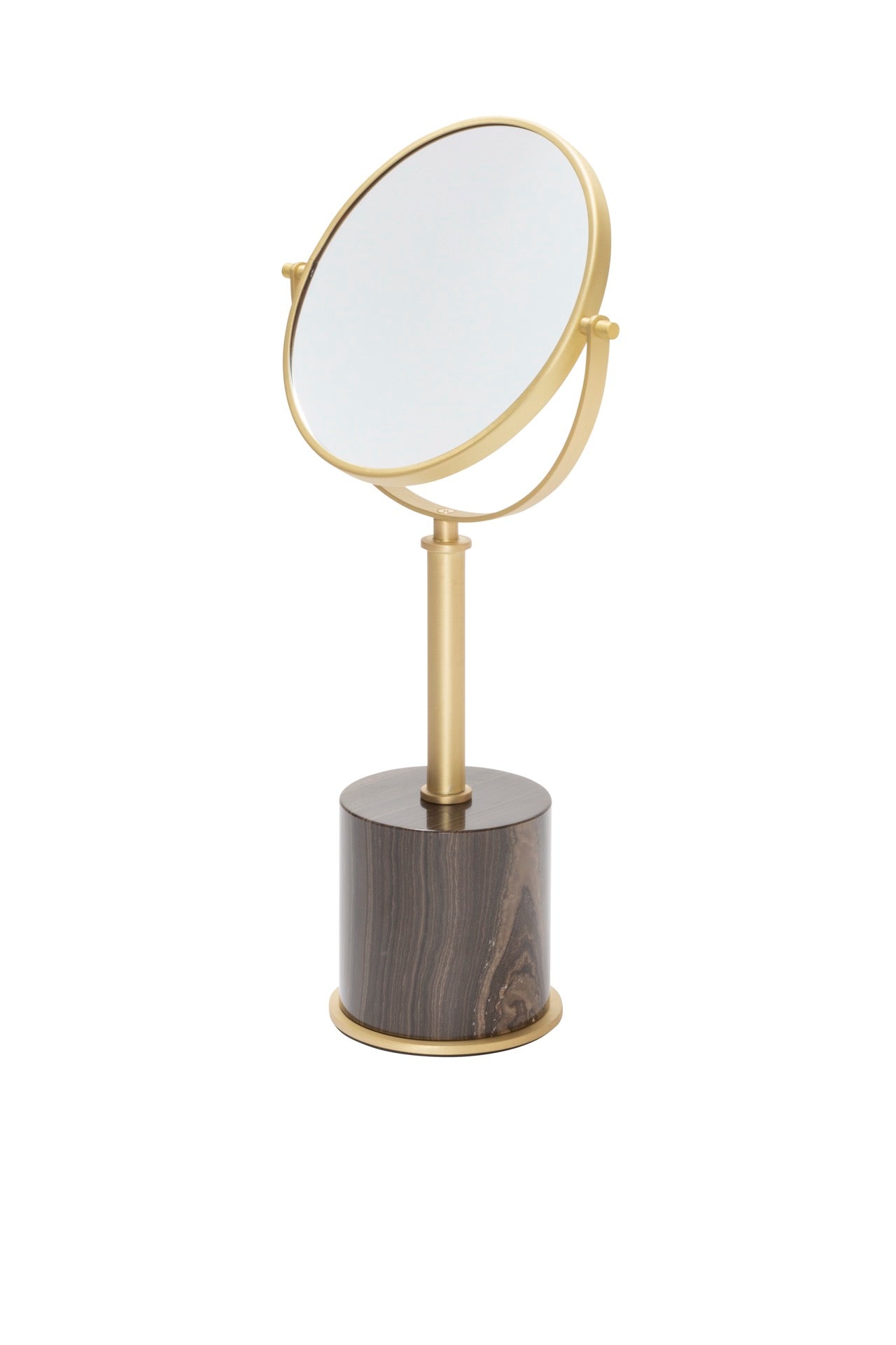 Giobagnara | Positano Marble Freestanding Mirror: Rotating mirror with marble base and metal frame in chrome, bronze, or brass | Jewels + Accessories / Freestanding Mirrors | 2Jour Concierge, your luxury lifestyle shop | refined vanities, dressing rooms, and modern interiors