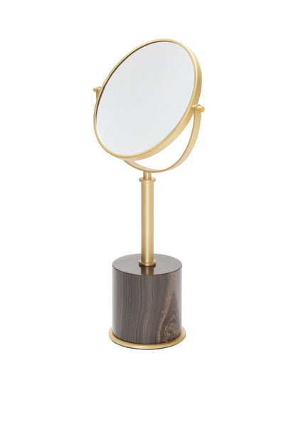 Giobagnara | Positano Marble Freestanding Mirror: Rotating mirror with marble base and metal frame in chrome, bronze, or brass | Jewels + Accessories / Freestanding Mirrors | 2Jour Concierge, your luxury lifestyle shop | refined vanities, dressing rooms, and modern interiors