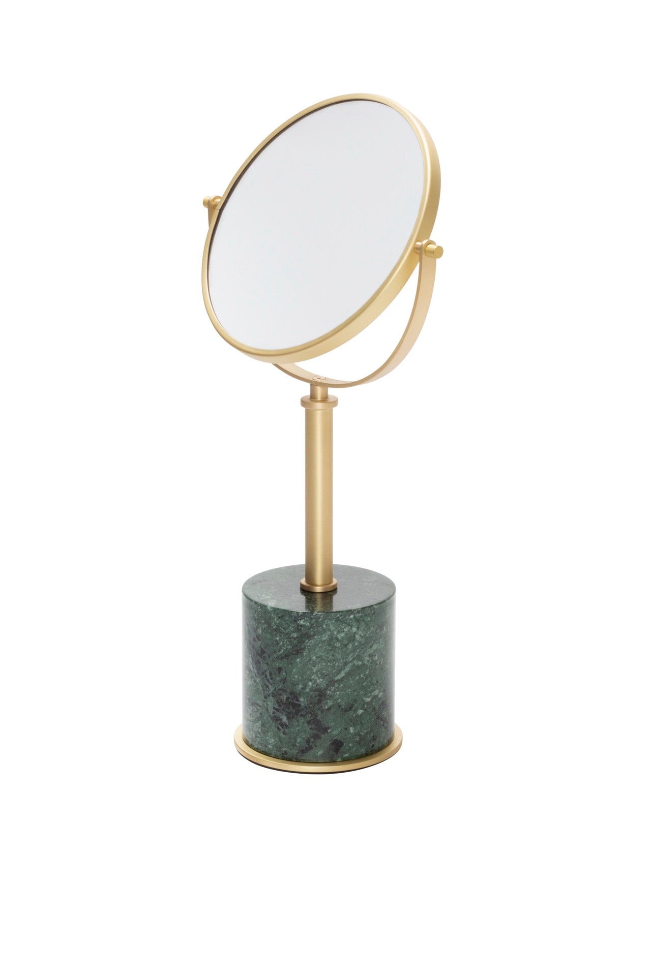 Giobagnara | Positano Marble Freestanding Mirror: Rotating mirror with marble base and metal frame in chrome, bronze, or brass | Jewels + Accessories / Freestanding Mirrors | 2Jour Concierge, your luxury lifestyle shop | refined vanities, dressing rooms, and modern interiors