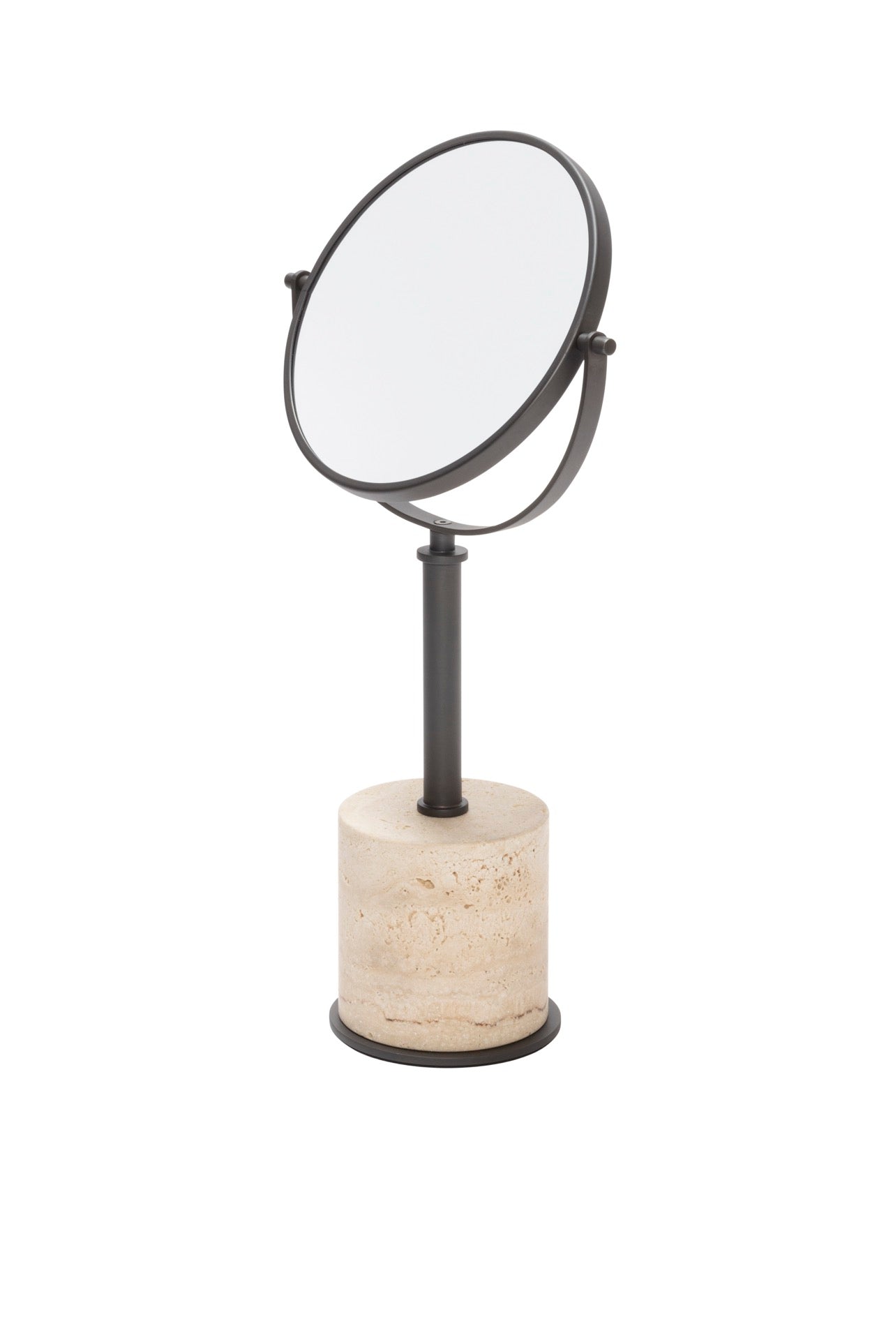 Giobagnara | Positano Marble Freestanding Mirror: Rotating mirror with marble base and metal frame in chrome, bronze, or brass | Jewels + Accessories / Freestanding Mirrors | 2Jour Concierge, your luxury lifestyle shop | refined vanities, dressing rooms, and modern interiors