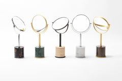 Positano Marble-Based Freestanding Mirror with Metal Frame