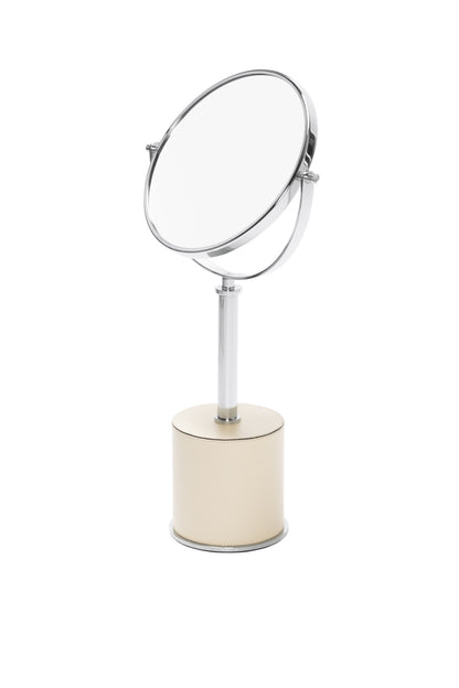Giobagnara | Positano Freestanding Mirror: Leather-covered mirror with metal structure in chrome, bronze, or brass | Jewels + Accessories / Freestanding Mirrors | 2Jour Concierge, your luxury lifestyle shop | refined vanities, luxury bathrooms, and elegant dressing rooms