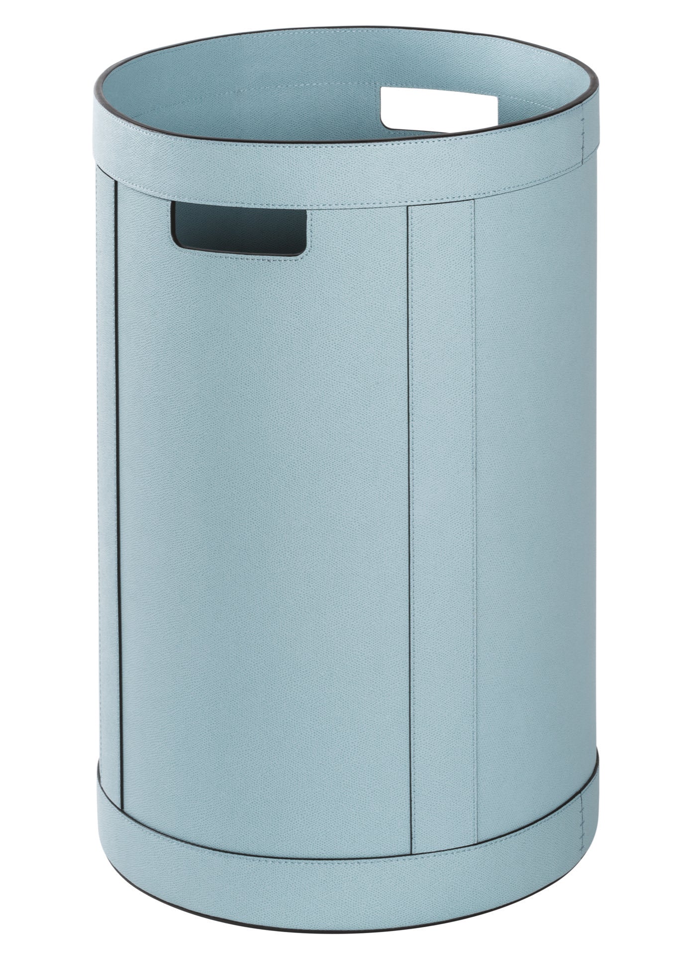 Giobagnara | Storage Basket with Handles — Round Tall: All-leather structure, available with or without lid | Storage / Storage Baskets & Boxes | 2Jour Concierge, your luxury lifestyle shop | modern interiors, refined storage, Italian craftsmanship, versatile accessory