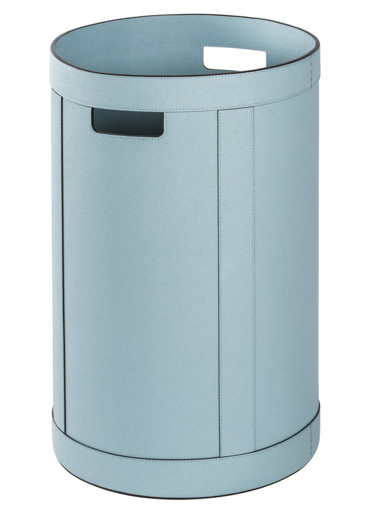 Giobagnara | Storage Basket with Handles — Round Tall: All-leather structure, available with or without lid | Storage / Storage Baskets & Boxes | 2Jour Concierge, your luxury lifestyle shop | modern interiors, refined storage, Italian craftsmanship, versatile accessory