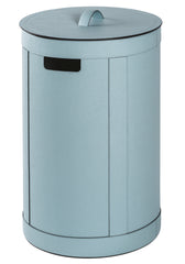 Leather Storage Basket with Handles, Tall Round