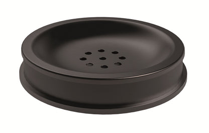 Giobagnara Positano soap bowl | Part of the Positano bathroom collection | Leather-covered solid brass structure with brass base frame | Features a non-slip waterproof rubber base | Available in chrome, bronze, or brass finishes | Bathroom accessories | 2Jour Concierge, your luxury lifestyle shop