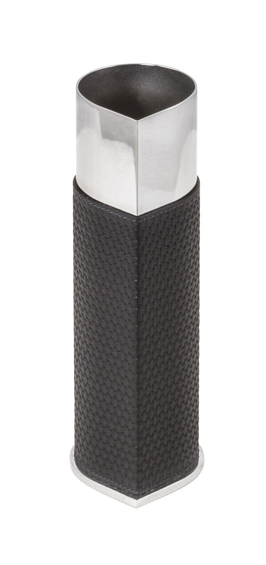 Giobagnara Drop Vase | Partially leather-covered metal vase with a magnetic base for flawless stability on ferrous surfaces or the optional stand (sold separately); offered in three luxurious finishes for versatile display | Home Decor / Vases | 2Jour Concierge, your luxury lifestyle shop
