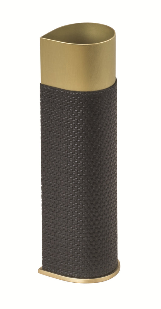 Giobagnara Drop Vase | Partially leather-covered metal vase with a magnetic base for flawless stability on ferrous surfaces or the optional stand (sold separately); offered in three luxurious finishes for versatile display | Home Decor / Vases | 2Jour Concierge, your luxury lifestyle shop