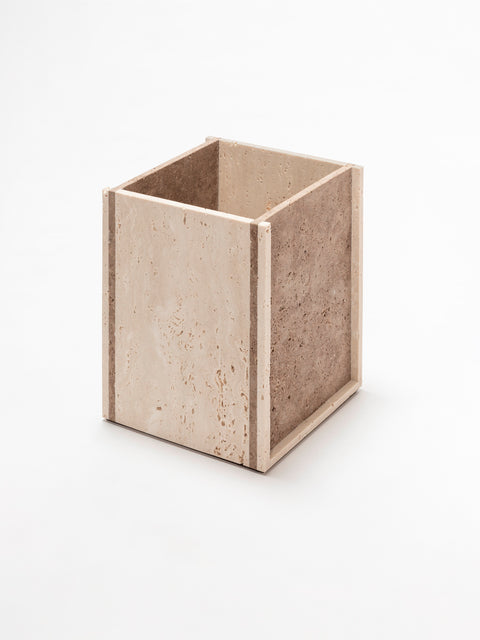 Giobagnara Carré Travertino Marble Wastepaper Bin | Stylish Home Accessories, Elegant Waste Disposal & Decorative Items | 2Jour Concierge, #1 luxury high-end gift & lifestyle shop