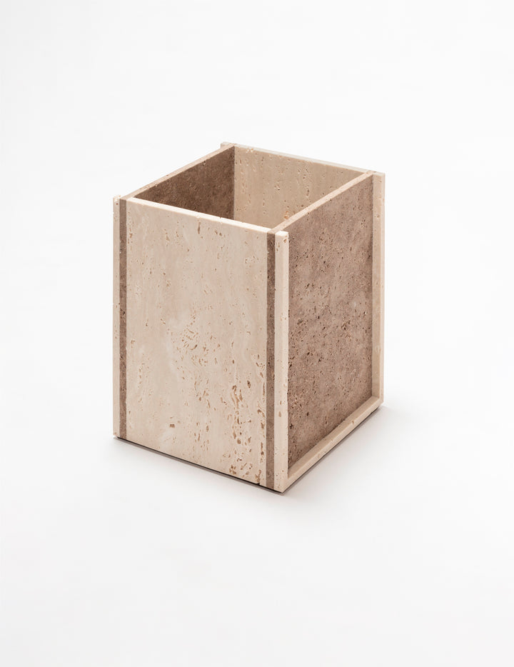 Giobagnara Carré Travertino Marble Wastepaper Bin | Stylish Home Accessories, Elegant Waste Disposal & Decorative Items | 2Jour Concierge, #1 luxury high-end gift & lifestyle shop