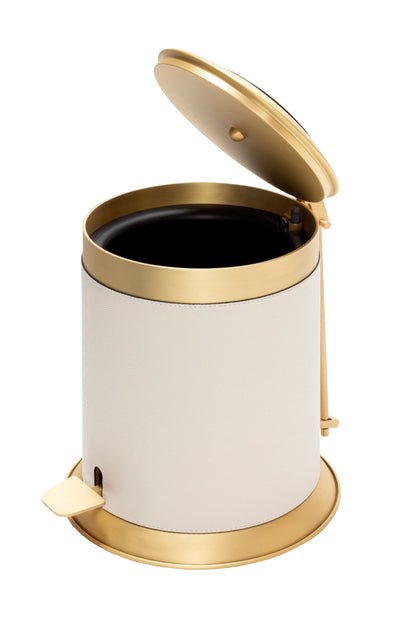 Giobagnara Bebop Metal Pedal Bin With Leather Inserts And Removable Container | Elegant metal pedal bin accented with luxurious leather details | Features a convenient removable container for easy cleaning | Discover premium home essentials at 2Jour Concierge, your destination for luxury lifestyle products