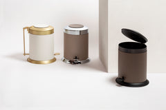 Bebop Metal Pedal Bin With Leather Inserts And Removable Container