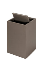 Groove Leather-Covered Wood Wastepaper Bin With Removable Lid High