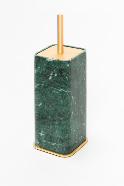 Giobagnara Polo Marble Toilet Brush | Marble Structure with Brass Base Frame | Non-Slip Waterproof Rubber Base | Part of Polo Marble Bathroom Set | Iconic Silhouette with Rounded Corners | Unique and Exclusive Design | Explore the Polo Marble Bathroom Collection at 2Jour Concierge, #1 luxury high-end gift & lifestyle shop