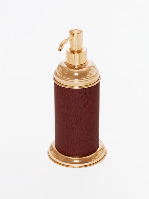 Giobagnara Dubai Leather-Covered Metal Soap Dispenser | Part of Dubai Bathroom Collection | Luxurious Bath Accessories | Crafted with Fine Leather-Covered Metal Structure | Different Finishes Available | Oriental-Inspired Design | Explore the Dubai Bathroom Collection at 2Jour Concierge, #1 luxury high-end gift & lifestyle shop