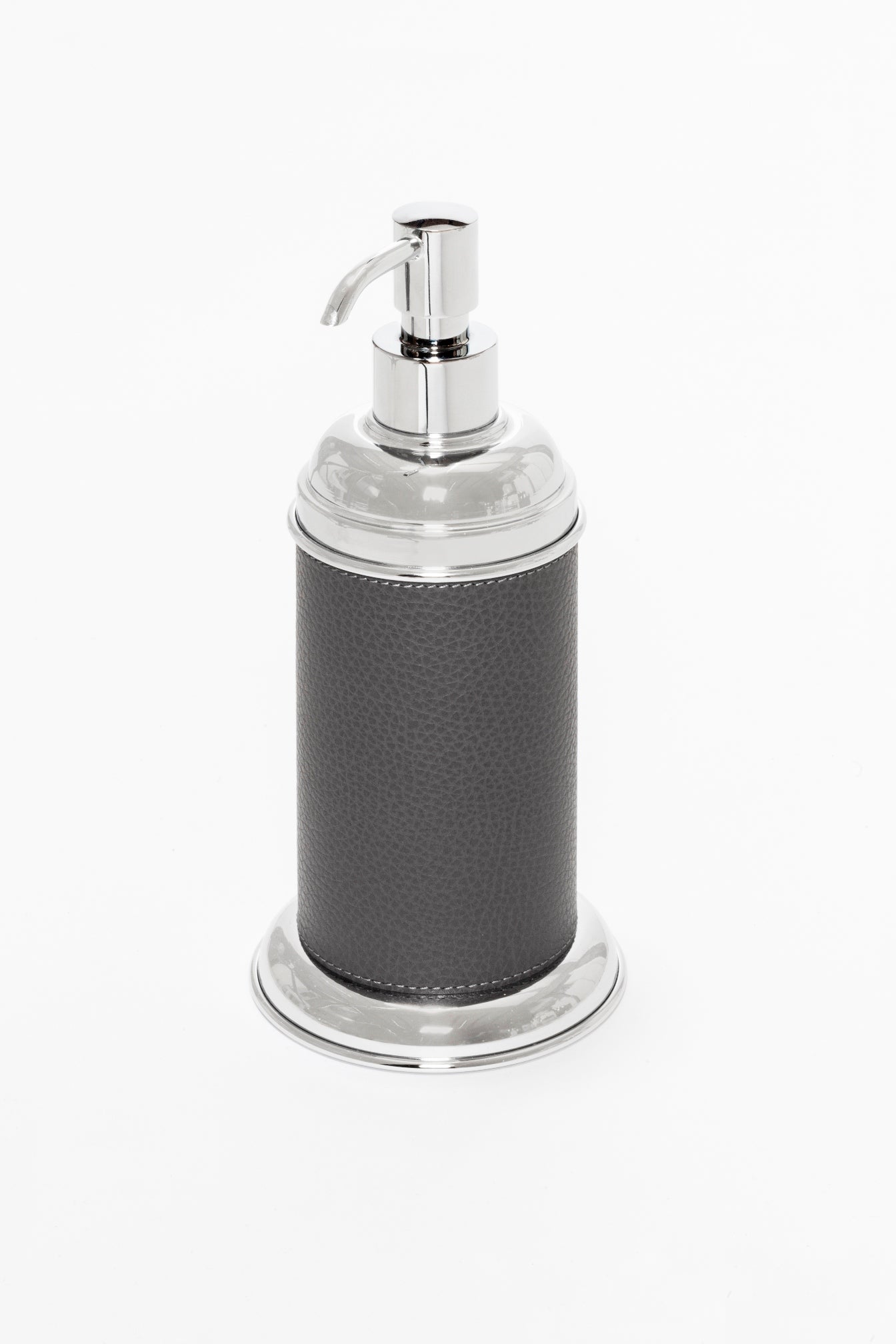 Giobagnara Dubai Leather-Covered Metal Soap Dispenser | Part of Dubai Bathroom Collection | Luxurious Bath Accessories | Crafted with Fine Leather-Covered Metal Structure | Different Finishes Available | Oriental-Inspired Design | Explore the Dubai Bathroom Collection at 2Jour Concierge, #1 luxury high-end gift & lifestyle shop