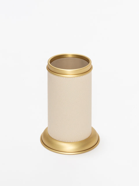 Giobagnara Dubai Leather-Covered Metal Toothbrush Holder | Part of Dubai Bathroom Collection | Luxurious Bath Accessories | Crafted with Fine Leather-Covered Metal Structure | Elegant and Functional Design | Explore the Dubai Bathroom Collection at 2Jour Concierge, #1 luxury high-end gift & lifestyle shop