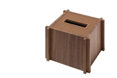 Structura Leather & Walnut Wood Tissue Holder Square