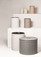 Brus Leather-Covered Bin With Removable Metal Container