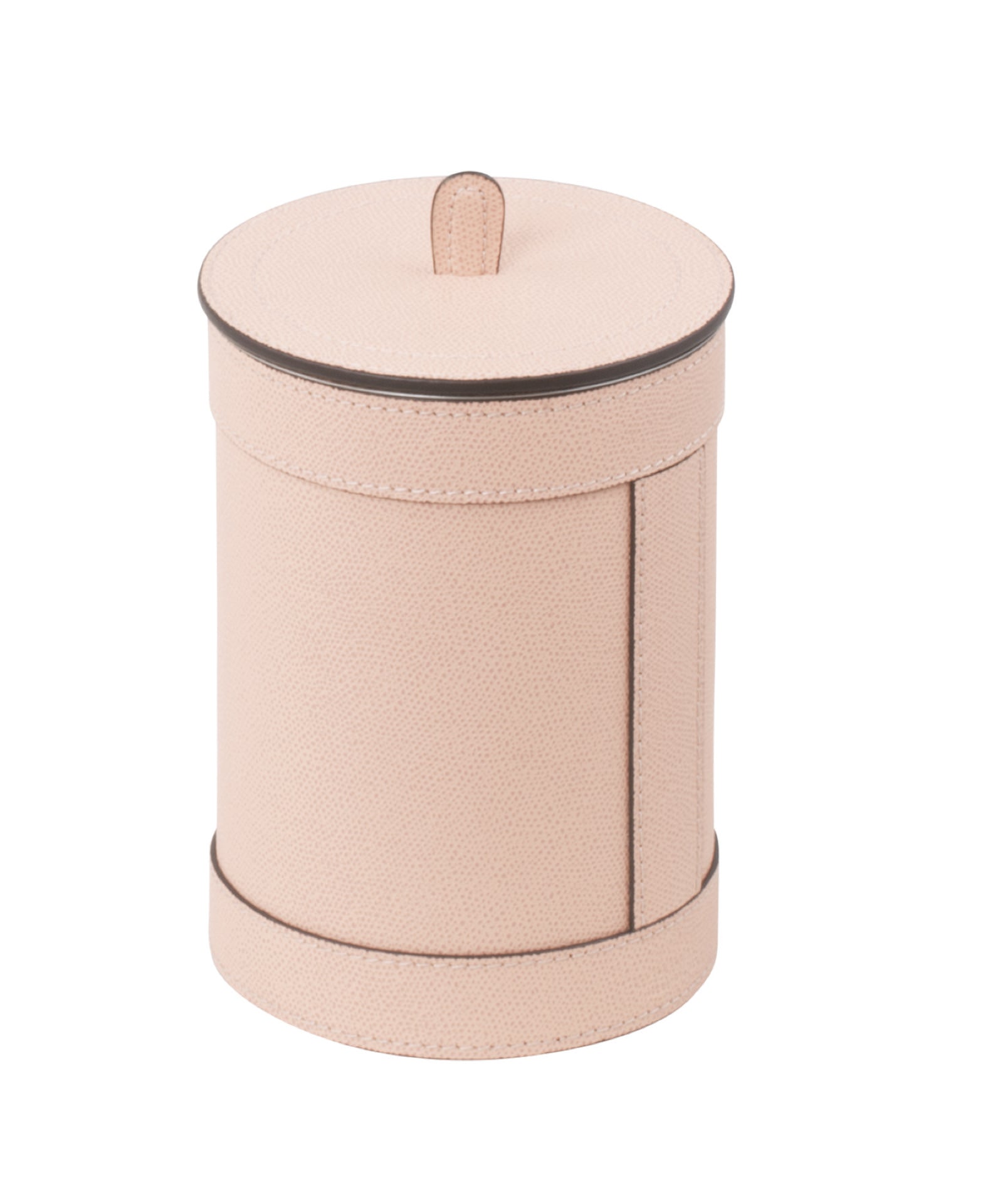 Giobagnara | Brus All-Leather Bin: All-leather bin with removable metal inner part, available in seven sizes with or without lid | Storage / Bins | 2Jour Concierge, your luxury lifestyle shop | luxury leather bin, designer waste bin, leather storage accessories, Italian leather objects, high-end interior accessories, luxury home office bin, designer bin with lid, Giobagnara leather goods, premium desk accessories, refined storage solutions
