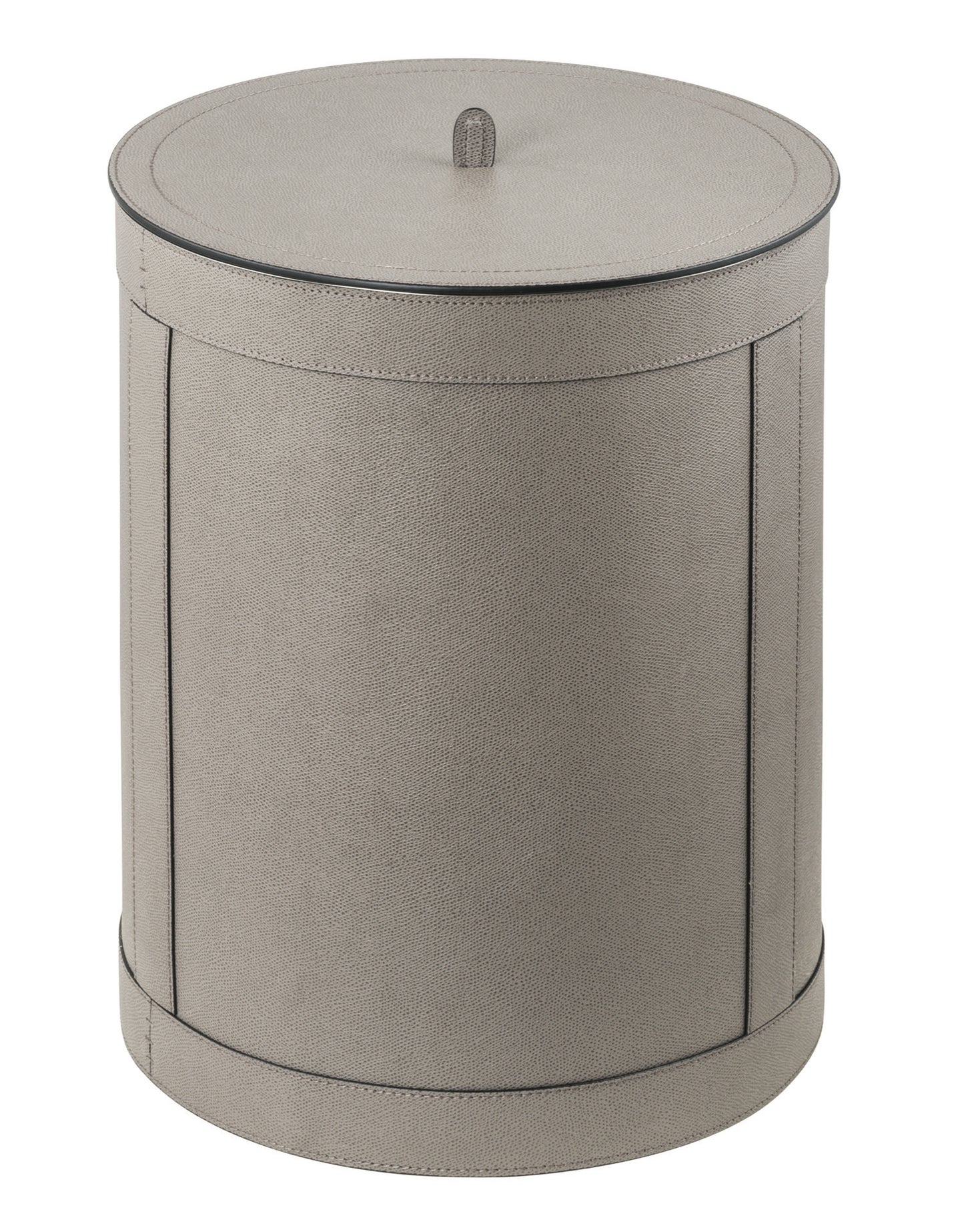 Giobagnara | Brus All-Leather Bin: All-leather bin with removable metal inner part, available in seven sizes with or without lid | Storage / Bins | 2Jour Concierge, your luxury lifestyle shop | luxury leather bin, designer waste bin, leather storage accessories, Italian leather objects, high-end interior accessories, luxury home office bin, designer bin with lid, Giobagnara leather goods, premium desk accessories, refined storage solutions