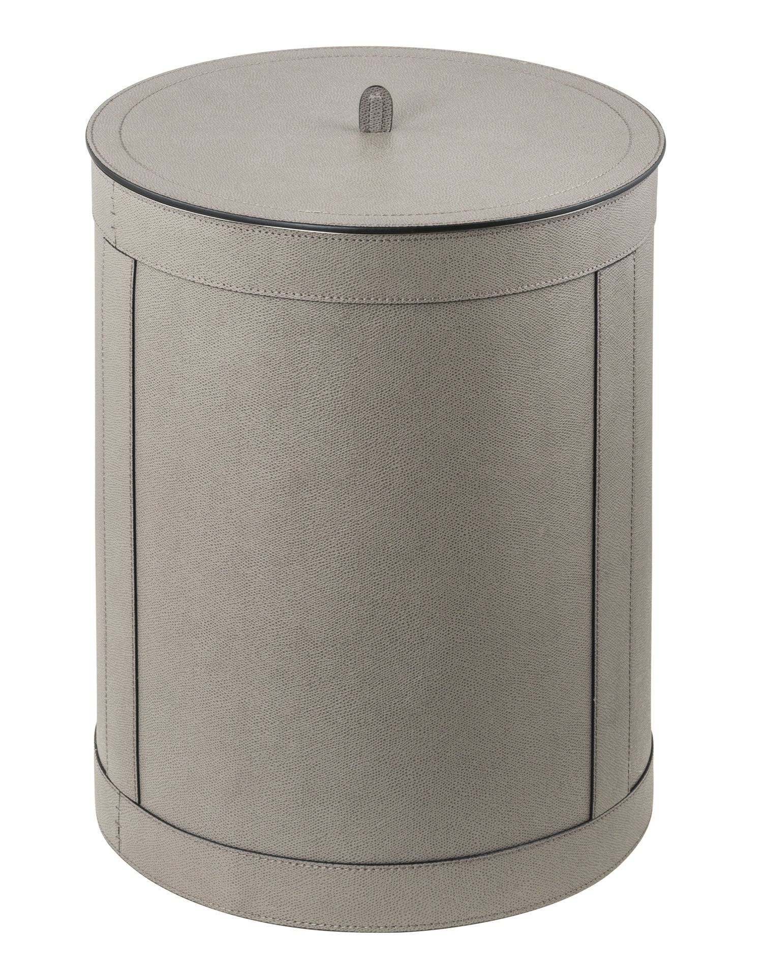 Giobagnara | Brus All-Leather Bin: All-leather bin with removable metal inner part, available in seven sizes with or without lid | Storage / Bins | 2Jour Concierge, your luxury lifestyle shop | luxury leather bin, designer waste bin, leather storage accessories, Italian leather objects, high-end interior accessories, luxury home office bin, designer bin with lid, Giobagnara leather goods, premium desk accessories, refined storage solutions