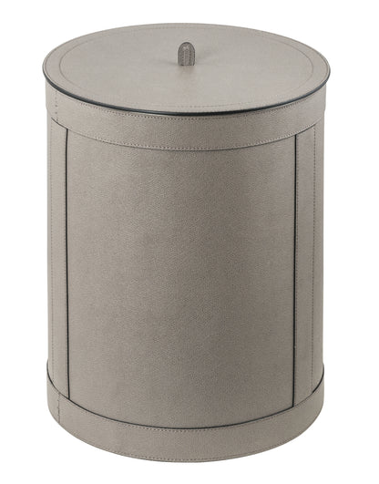 Giobagnara | Brus All-Leather Bin: All-leather bin with removable metal inner part, available in seven sizes with or without lid | Storage / Bins | 2Jour Concierge, your luxury lifestyle shop | luxury leather bin, designer waste bin, leather storage accessories, Italian leather objects, high-end interior accessories, luxury home office bin, designer bin with lid, Giobagnara leather goods, premium desk accessories, refined storage solutions