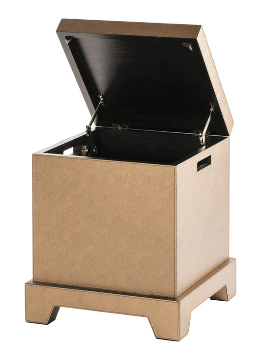 Giobagnara Giotto | Pouf + Trunk: Leather-covered wood structure with upholstered seat and storage trunk, soft-close system | Furniture / Trunks | 2Jour Concierge, your luxury lifestyle shop | luxury interiors, multifunctional furniture, boutique hotels, executive living, yacht décor, refined storage