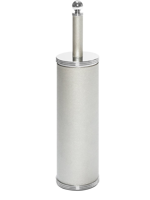 Giobagnara Amalfi Leather-Covered Brass Round Toilet Brush | Part of Amalfi Leather-Covered Brass Bathroom Set | Elegant Metal Design | Leather-Covered for a Luxurious Feel | Brass Base for Durability | Non-Slip Waterproof Rubber Base | Discover the Amalfi Collection at 2Jour Concierge, #1 luxury high-end gift & lifestyle shop
