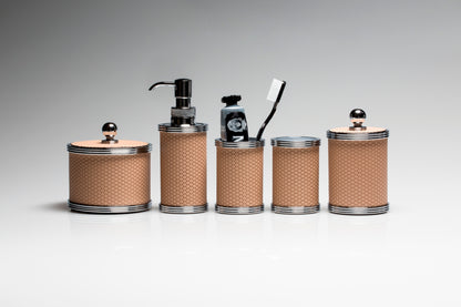 Coffret de salle de bain en laiton recouvert de cuir Amalfi L