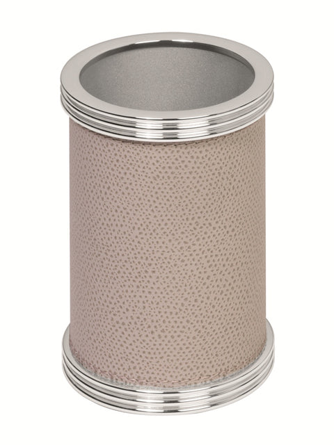 Giobagnara Amalfi Leather-Covered Brass Toothbrush Holder | Part of Amalfi Leather-Covered Brass Bathroom Set | Elegant Metal Design | Leather-Covered for a Luxurious Feel | Brass Base for Durability | Non-Slip Waterproof Rubber Base | Discover the Amalfi Collection at 2Jour Concierge, #1 luxury high-end gift & lifestyle shop