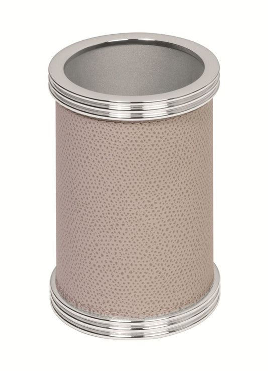 Giobagnara Amalfi Leather-Covered Brass Toothbrush Holder | Part of Amalfi Leather-Covered Brass Bathroom Set | Elegant Metal Design | Leather-Covered for a Luxurious Feel | Brass Base for Durability | Non-Slip Waterproof Rubber Base | Discover the Amalfi Collection at 2Jour Concierge, #1 luxury high-end gift & lifestyle shop