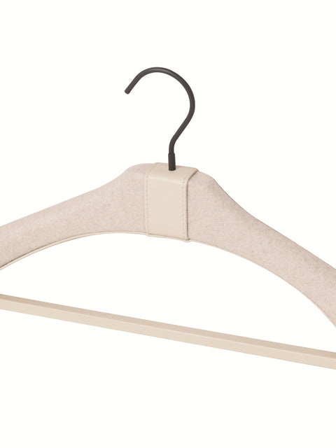 Camillo Leather & Cashmere Covered Wood Suit Hanger With Optional Trousers Bar