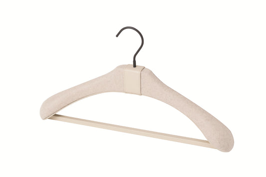 Camillo Leather & Cashmere Covered Wood Suit Hanger With Optional Trousers Bar