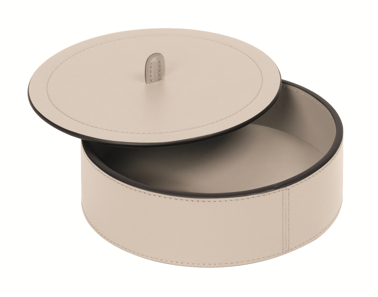 Giobagnara Harris Trinket Box | All leather-covered with removable lid | Available in oval and round shapes, in various sizes | Home Decor and Storage | 2Jour Concierge, your luxury lifestyle shop