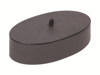 Giobagnara Harris Trinket Box | All leather-covered with removable lid | Available in oval and round shapes, in various sizes | Home Decor and Storage | 2Jour Concierge, your luxury lifestyle shop