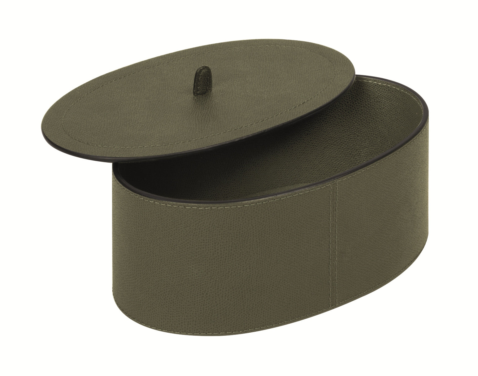Giobagnara Harris Trinket Box | All leather-covered with removable lid | Available in oval and round shapes, in various sizes | Home Decor and Storage | 2Jour Concierge, your luxury lifestyle shop